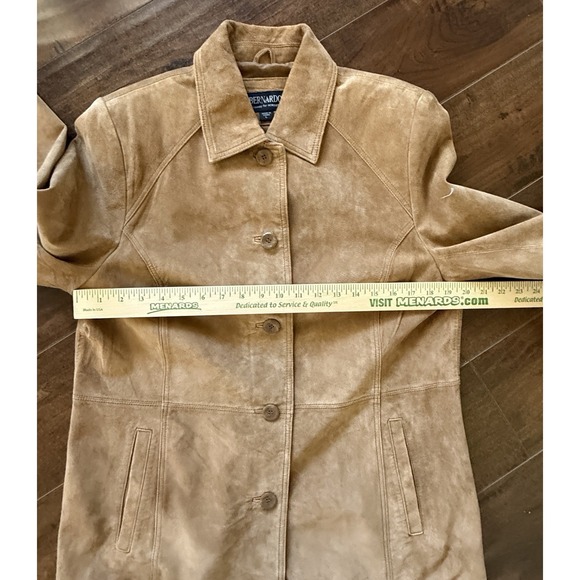 Bernardo Suede Jacket Women's Size Large Button Front Tan Fully Lined - Picture 8 of 14